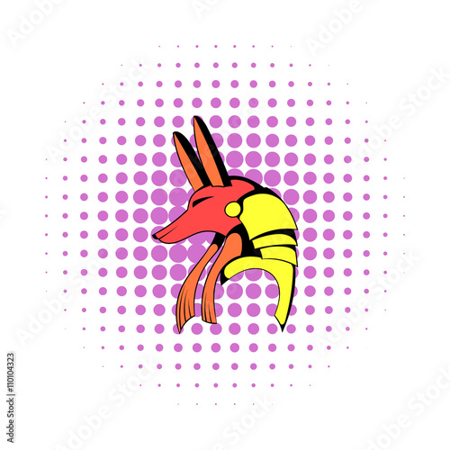 Anubis head icon in comics style