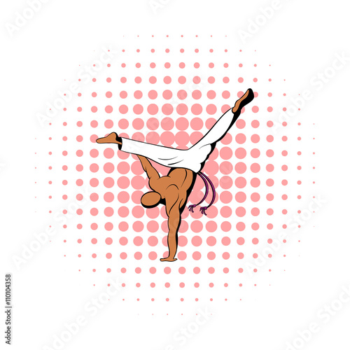 Capoeira dancer icon, comics style