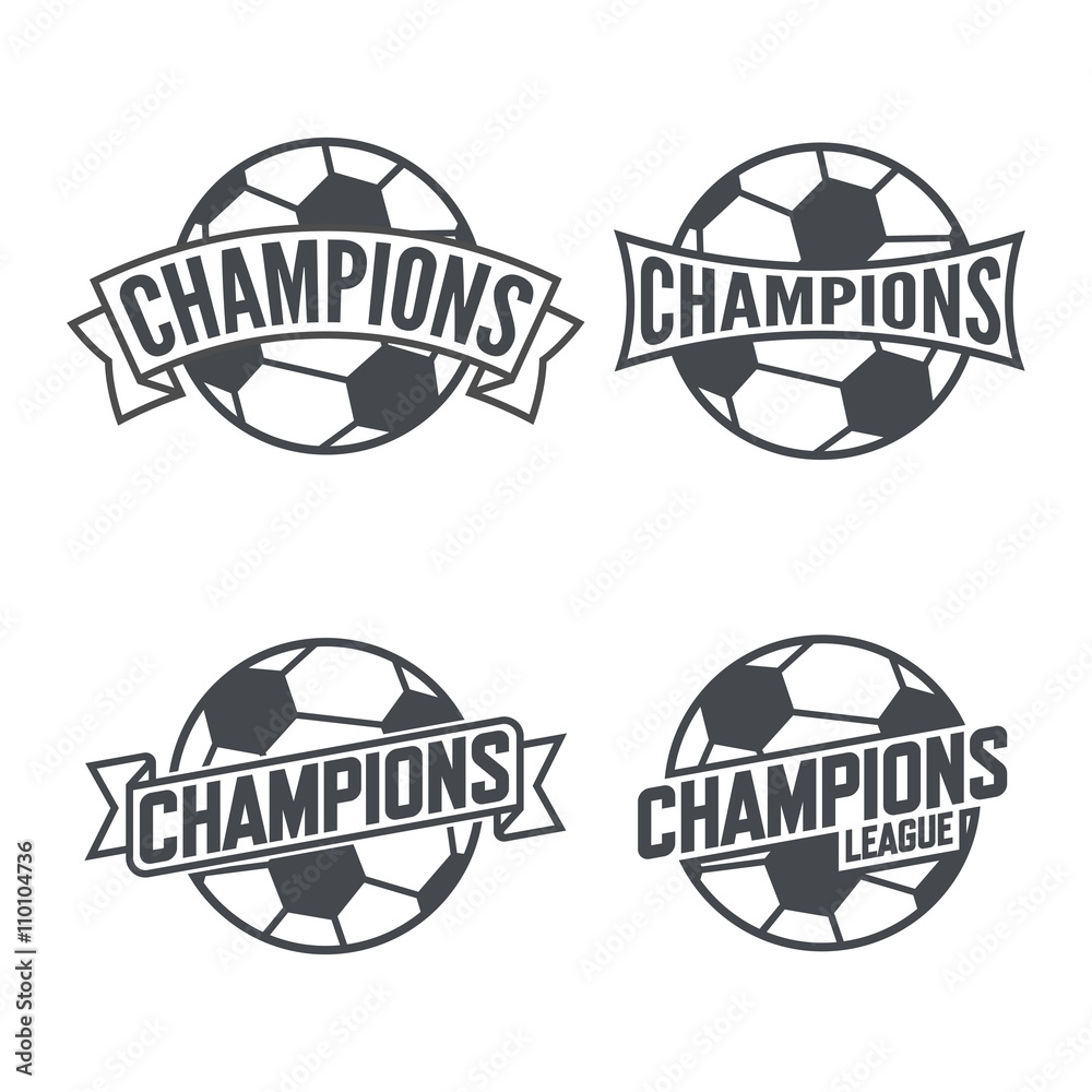 Football and  Soccer Champions Signs. Vector illustration