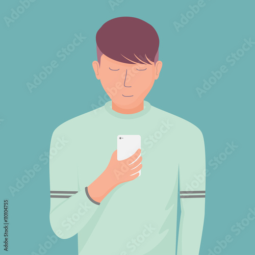 Man With Smartphone. Social...