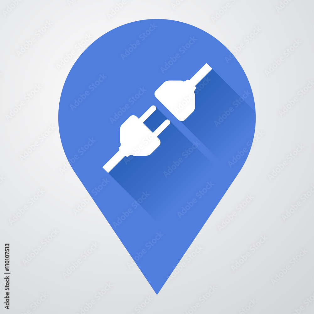 Icono plano localizacion con conexion con sombra Icono plano localizacion con conexion con sombra