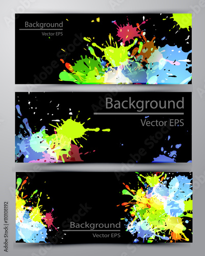 Abstract inkblot colorful banners