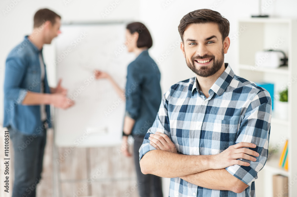Skillful creative team is working in office Skillful creative team is working in office
