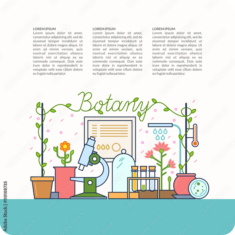 Fototapeta premium Botanical table and the devices.