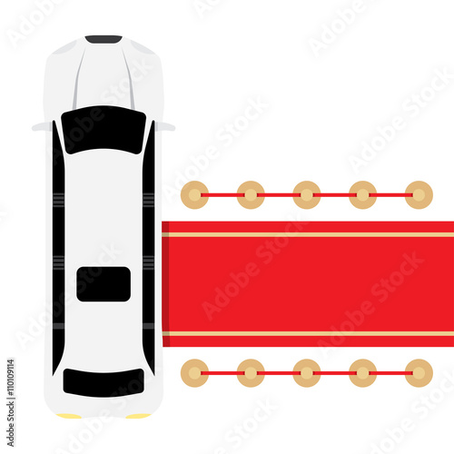 white limousine parked near red carpet