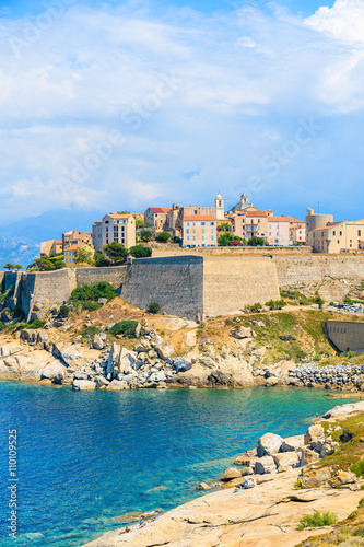 Obraz na płótnie A view of Calvi town and beautiful sea bay, Corsica island, France w salonie