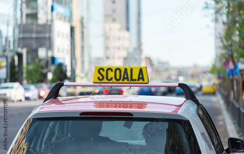 Romanian driving school car sign