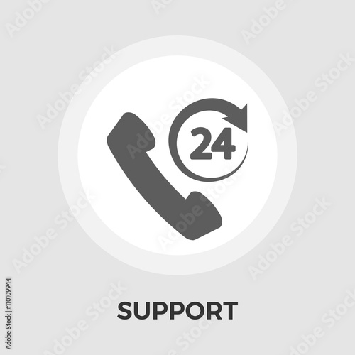 Support 24 hours flat icon