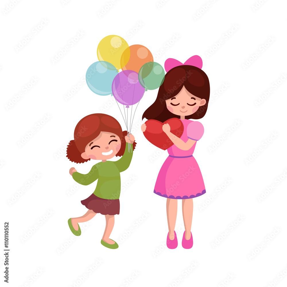 Vector illustration kids playing, greeting card happy childrens day background