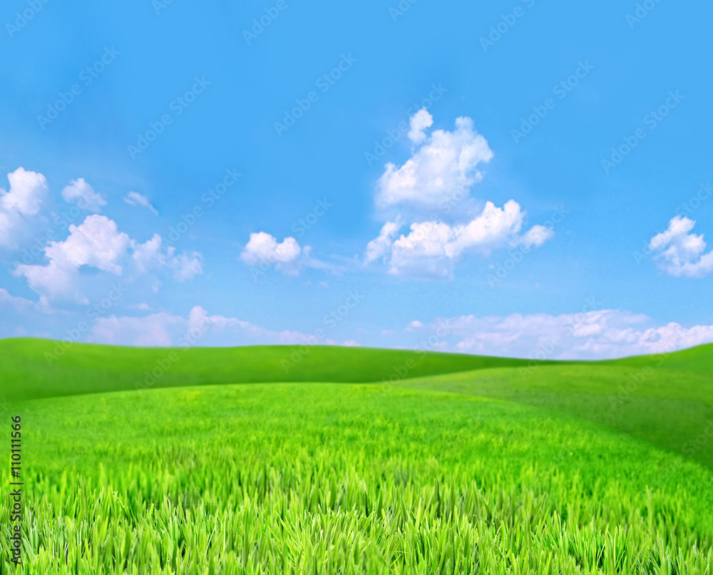 Beautiful summer landscape with green hills and blue sky Beautiful summer landscape with green hills and blue sky