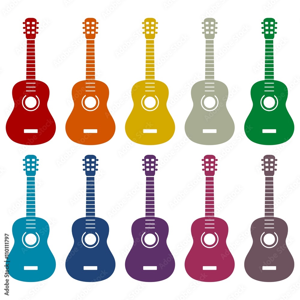 Fototapeta premium Acoustic guitar icons set
