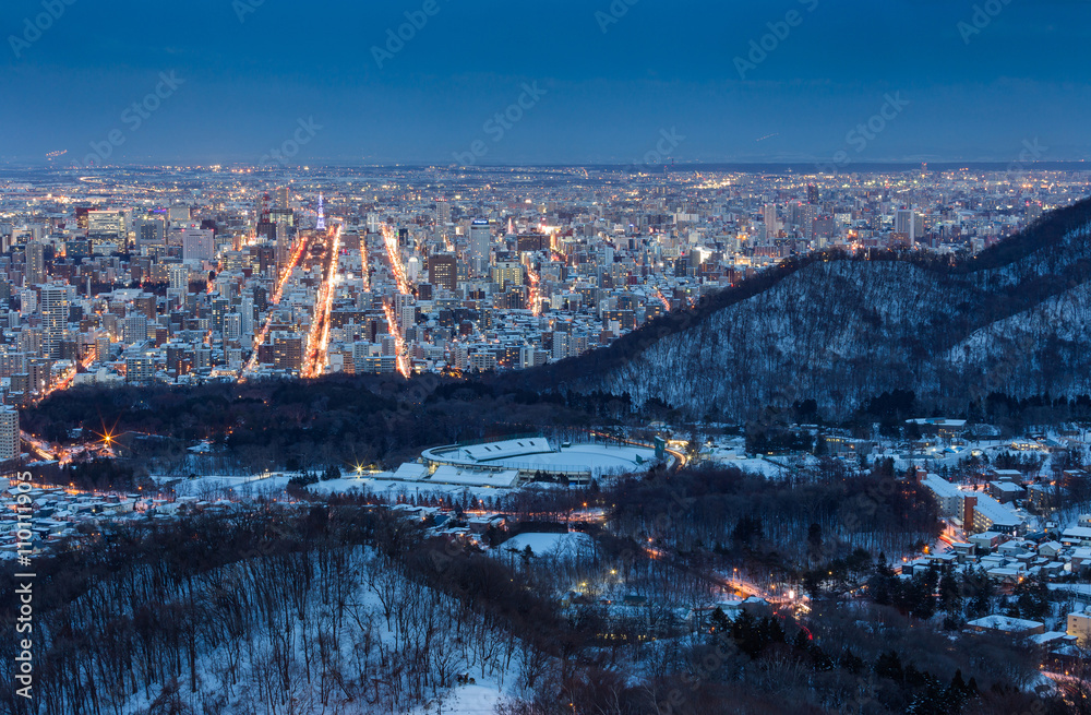 Cityscape of Sapporo at odori Park, Hokkaido, Japan