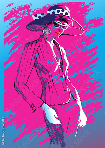 colorful sketch of elegant woman.vector illustration