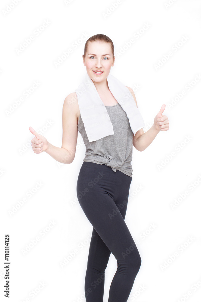 Portrait of happy sportswoman