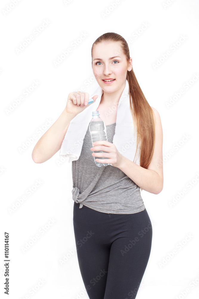 Portrait of happy sportswoman Portrait of happy sportswoman
