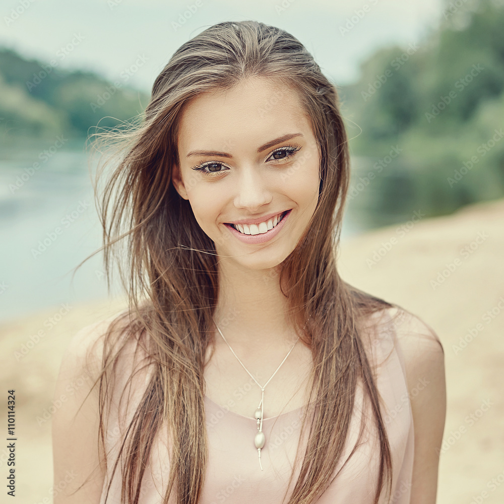 Beautiful pretty girl with a stunning smile Stock Photo | Adobe Stock