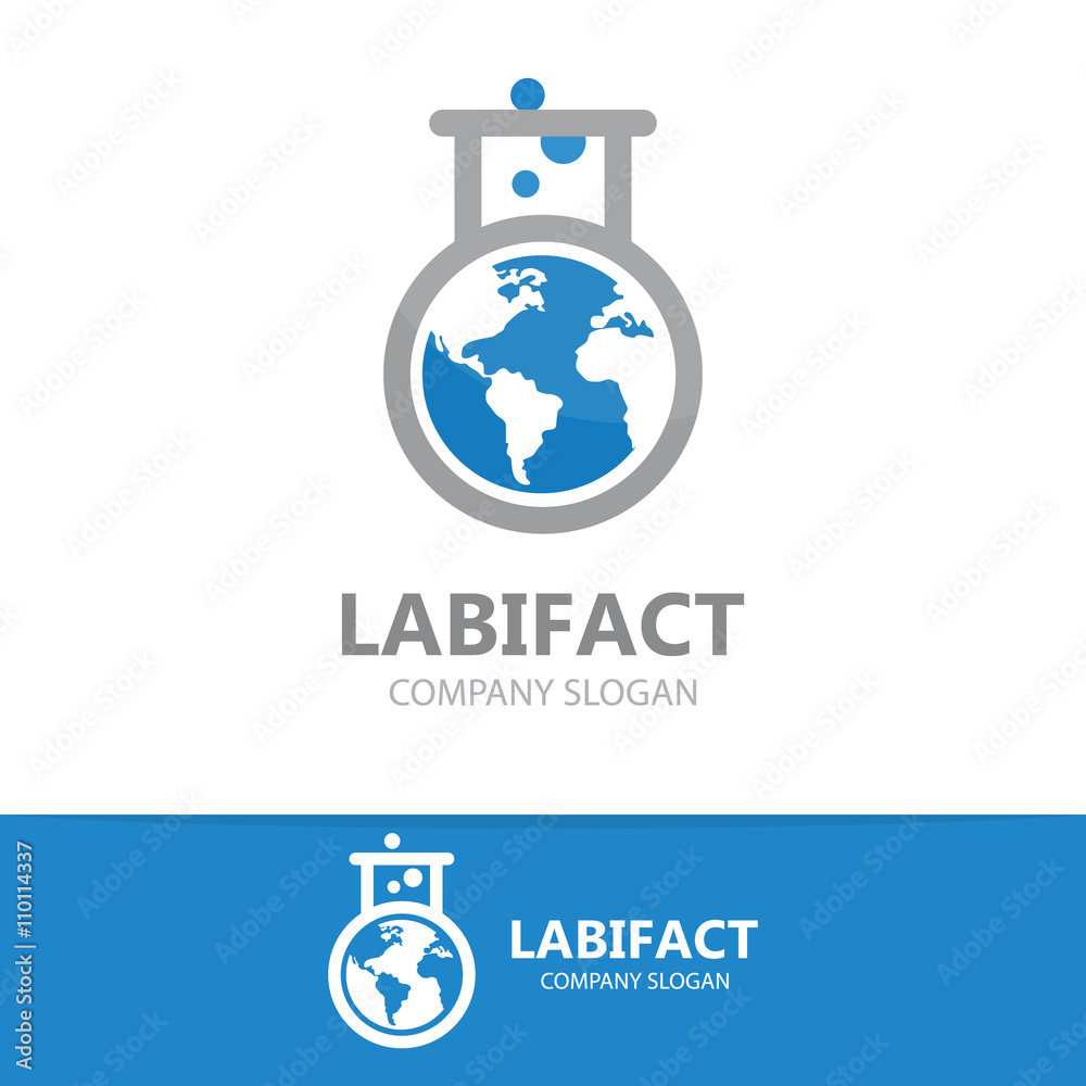 Vector logo combination of a earth and lab Vector logo combination of a earth and lab