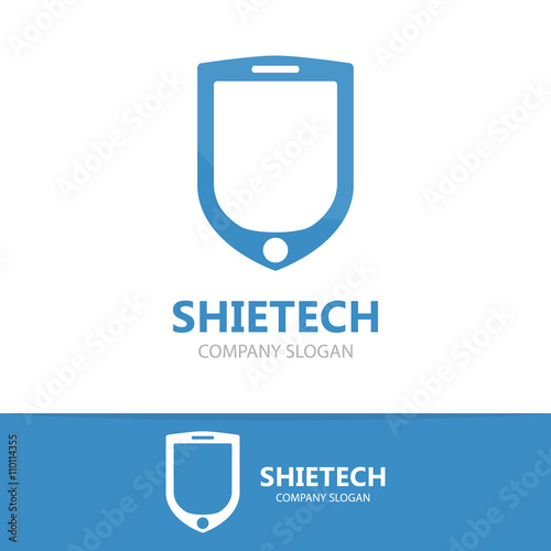 Vector logo combination of a shield and phone