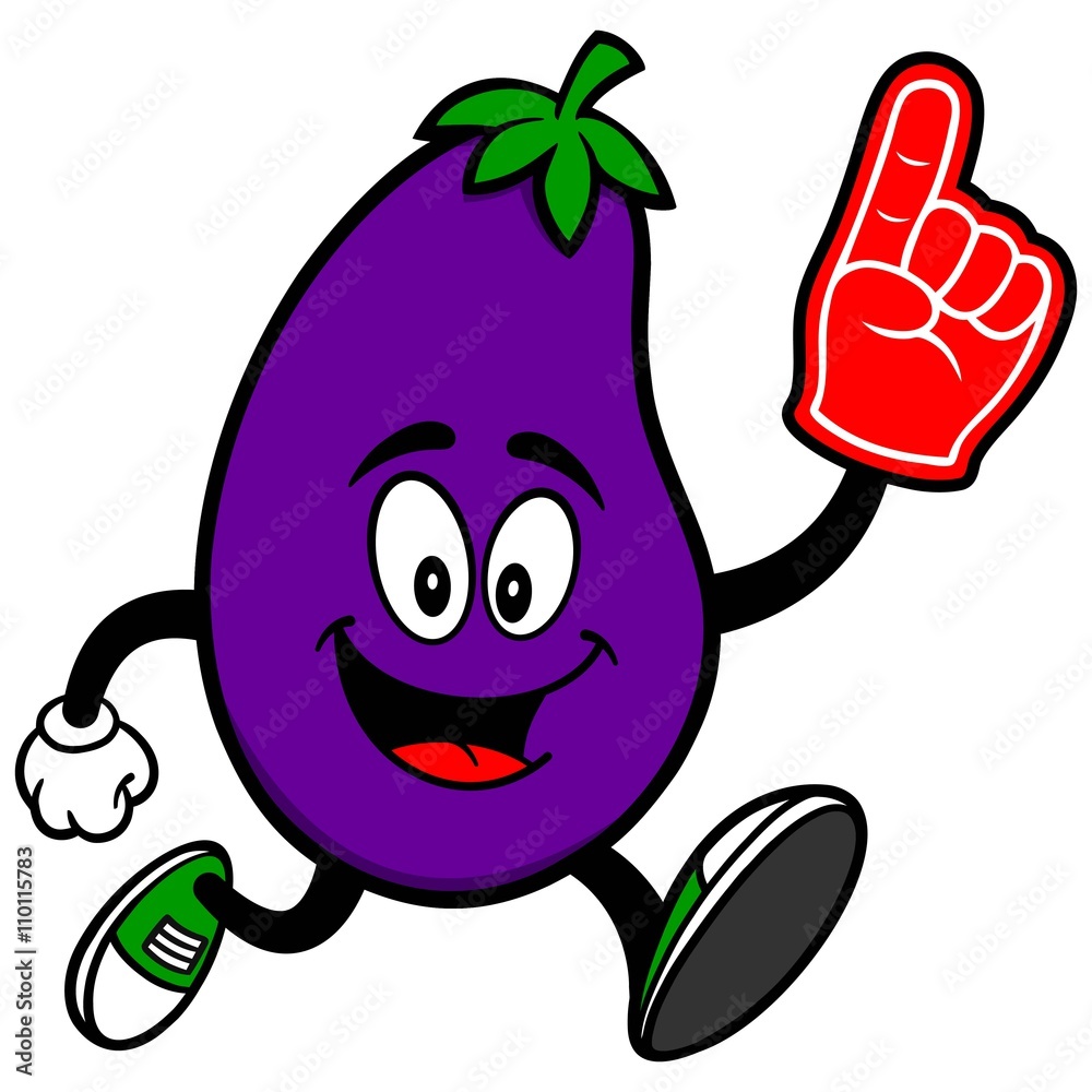 Eggplant Running with a Foam Finger Eggplant Running with a Foam Finger