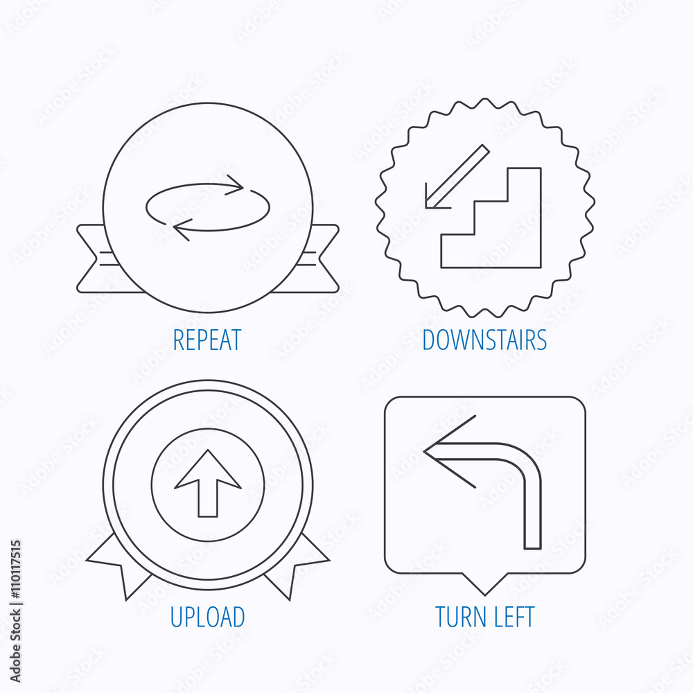 Arrows icons. Upload, repeat linear signs. Arrows icons. Upload, repeat linear signs.