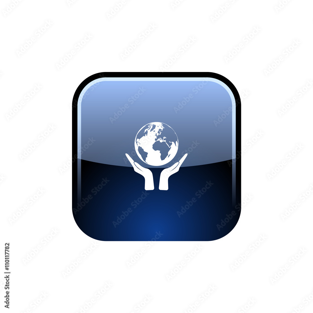 Flat paper cut style icon of two hands holding Earth Flat paper cut style icon of two hands holding Earth
