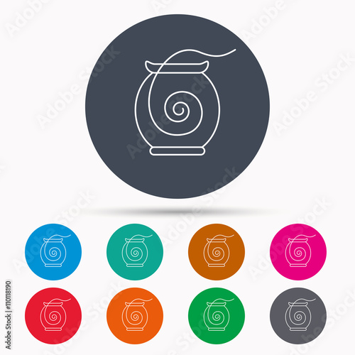 Dental floss icon. Teeth cleaning sign.