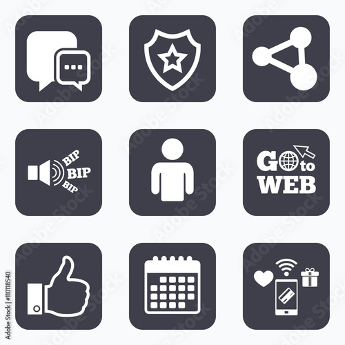 Social media icons. Chat speech bubble and Share