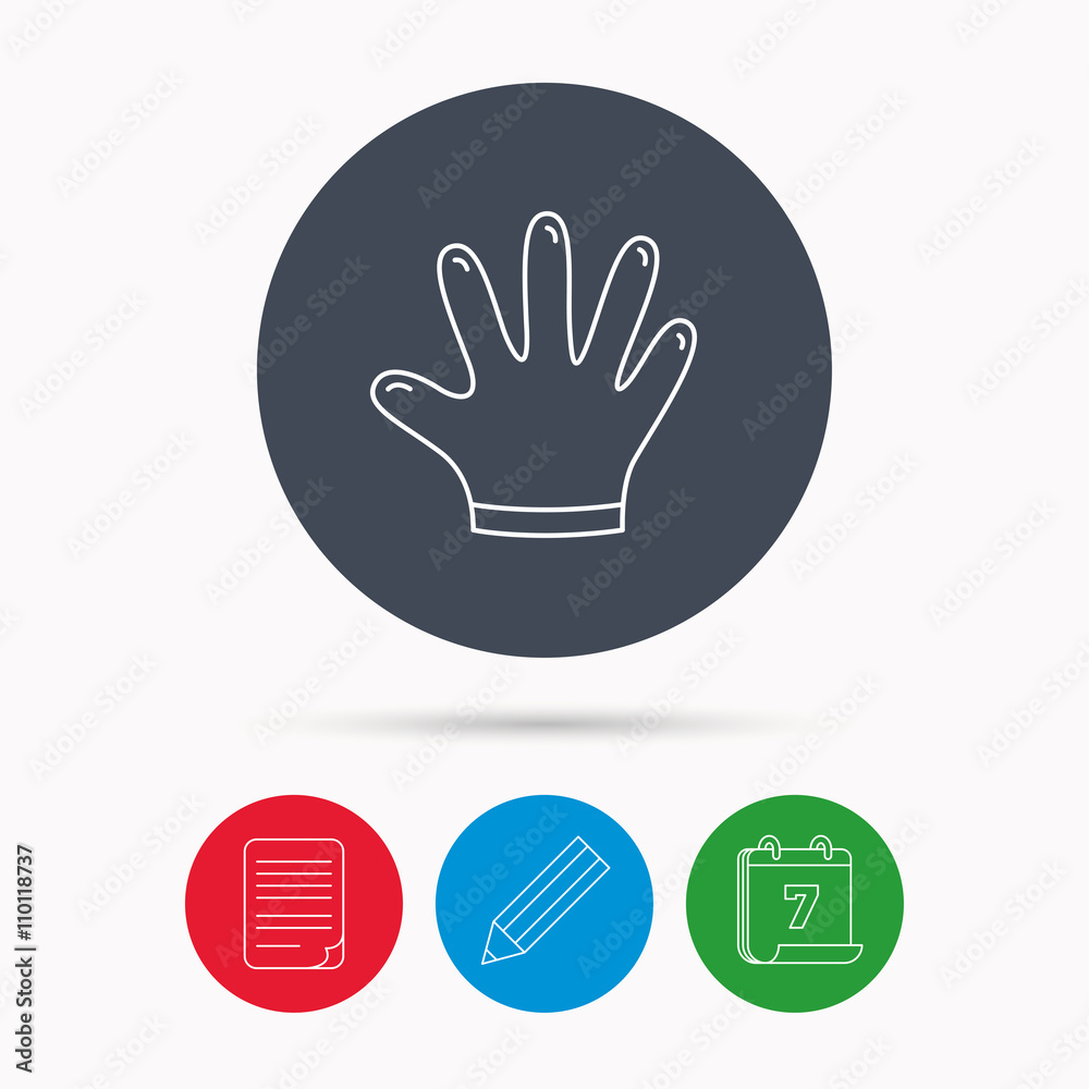 Rubber gloves icon. Latex hand protection sign. Rubber gloves icon. Latex hand protection sign.