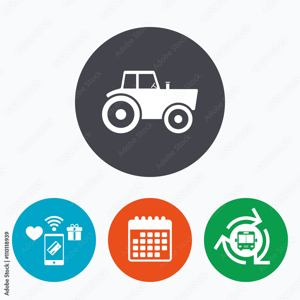 Tractor sign icon. Agricultural industry symbol. Tractor sign icon. Agricultural industry symbol.