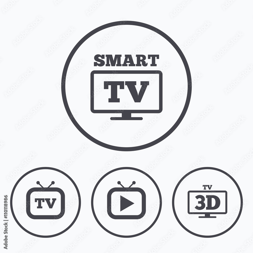 Smart 3D TV mode icon. Retro television symbol. Smart 3D TV mode icon. Retro television symbol.