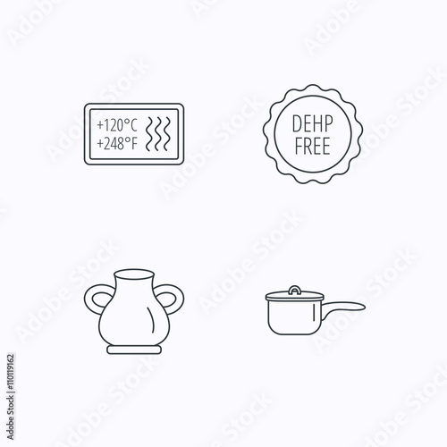 Saucepan, vase and heat-resistant icons.