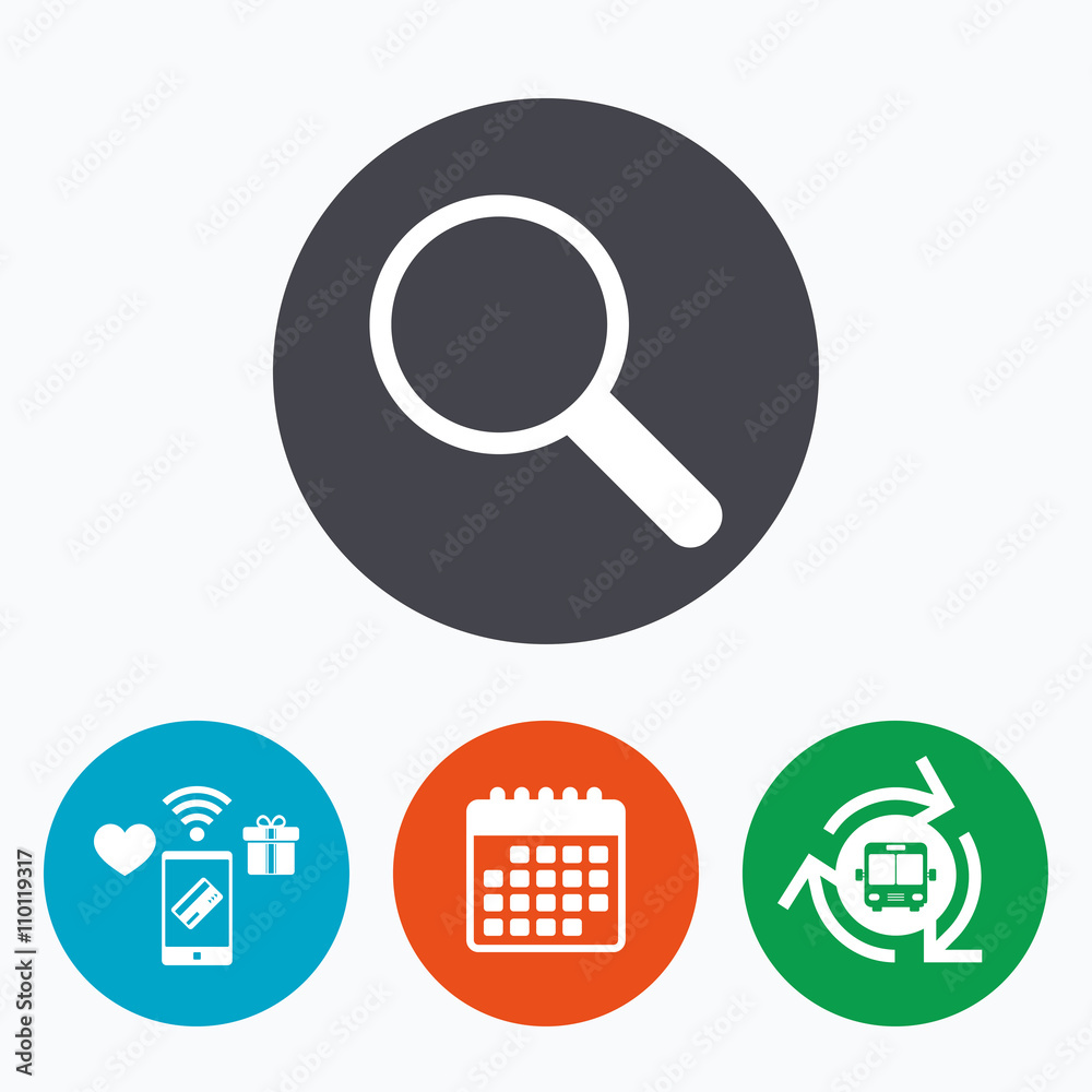 Magnifier glass sign icon. Zoom tool. Navigation Magnifier glass sign icon. Zoom tool. Navigation