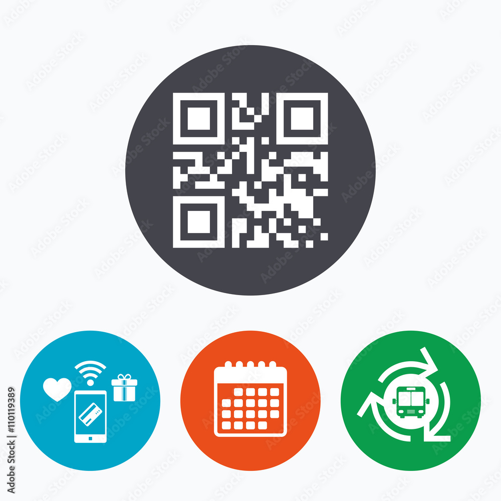 Qr code sign icon. Scan code symbol. Qr code sign icon. Scan code symbol.