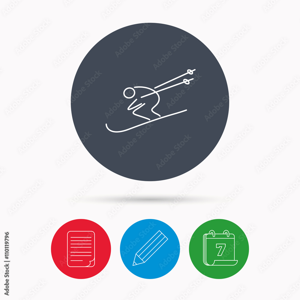 Skiing icon. Skis jumping extreme sport sign. Skiing icon. Skis jumping extreme sport sign.