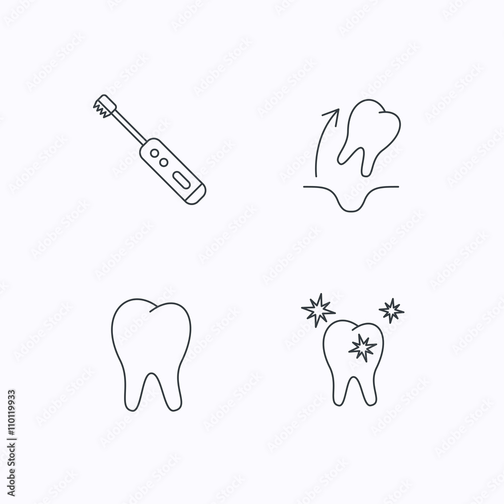Tooth extraction, electric toothbrush icons.