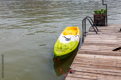 Kayak boat in big river