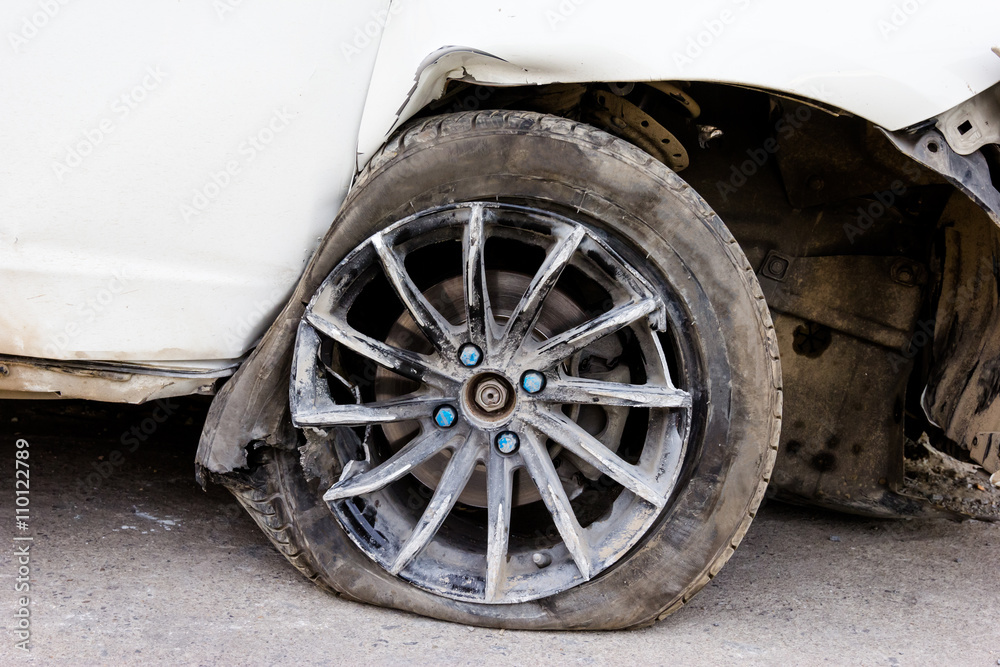 tyre and wheel torn tyre and wheel torn
