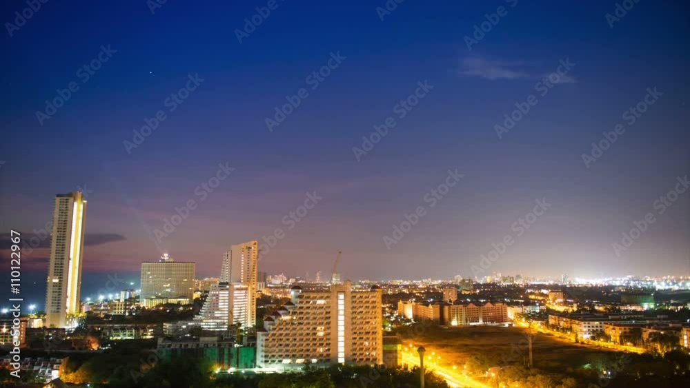 Pattaya city at night in Thailand, time lapse Pattaya city at night in Thailand, time lapse