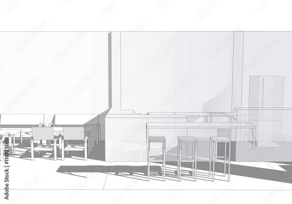 monotone 3d sketch design coffee shop and cafe monotone 3d sketch design coffee shop and cafe