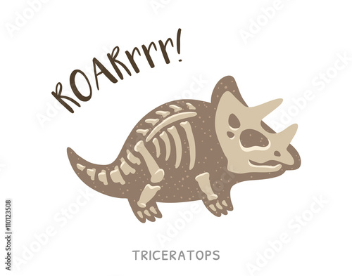 Cartoon triceratops dinosaur fossil. Vector illustration © penguin_house