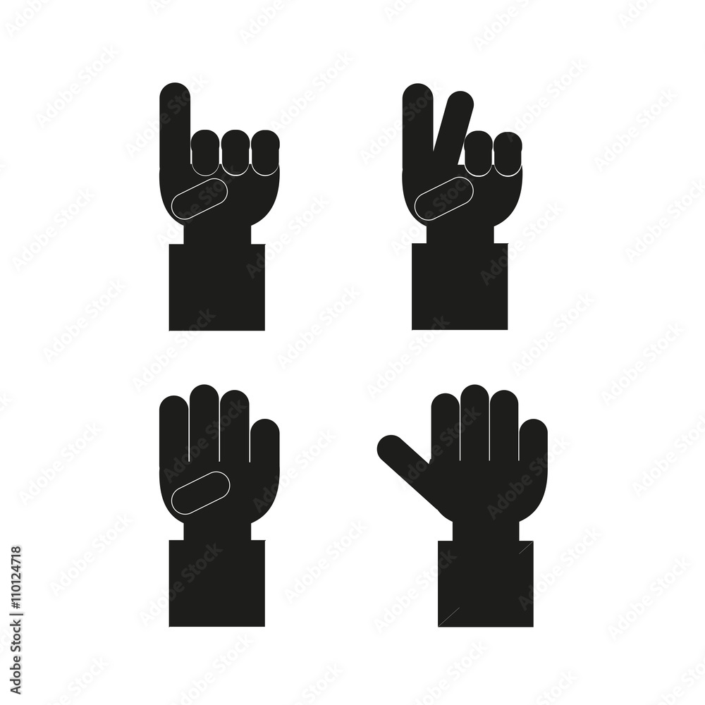 Hands Set in black color over white backdrop Hands Set in black color over white backdrop