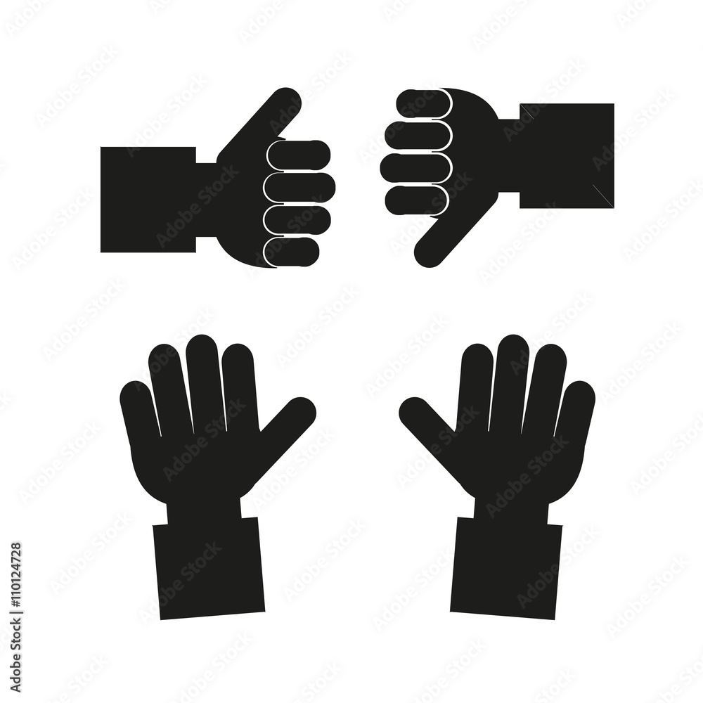 Hands Set in black color over white backdrop Hands Set in black color over white backdrop