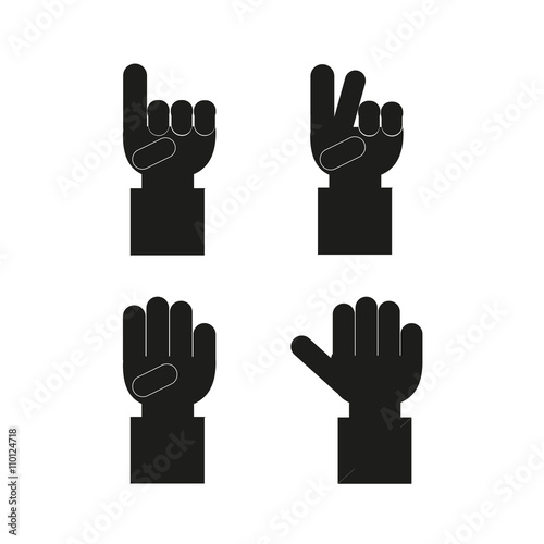 Hands Set in black color over white  backdrop