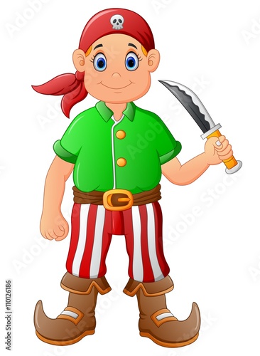 Cartoon pirate holding knife