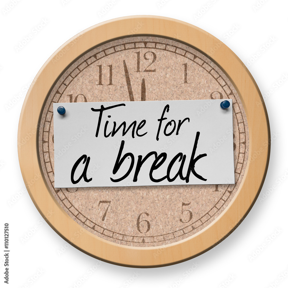 Time for a Break text on clock bulletin board sign Stock Photo | Adobe ...