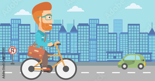 Man cycling to work.