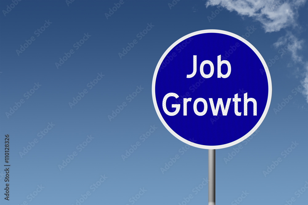 Round highway road sign with text job growth Round highway road sign with text job growth