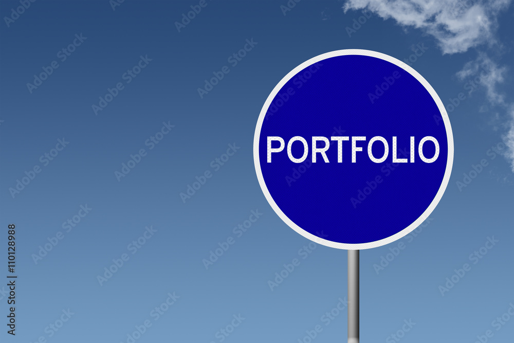 Round highway road sign with text Portfolio Round highway road sign with text Portfolio