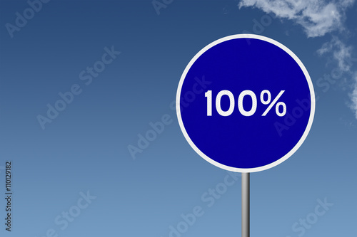 Sign with text 100% on sky background © jaykoppelman
