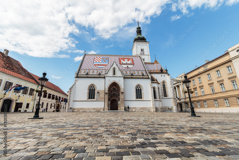 St' Mark's square and the Church of St. Mark, Zagreb, Croatia.